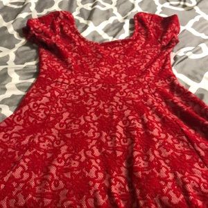 Beautiful red lace flowy dress!